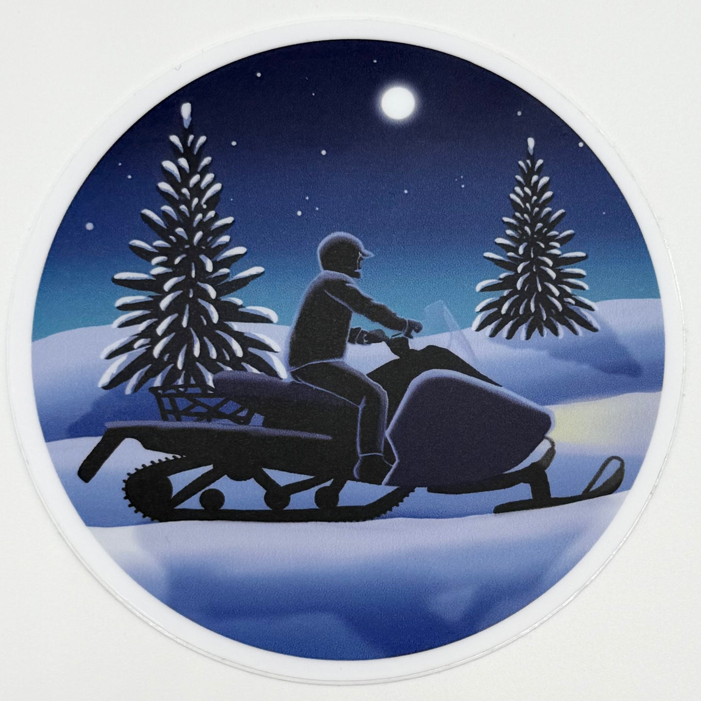 Snowmobile Night Scene Sticker