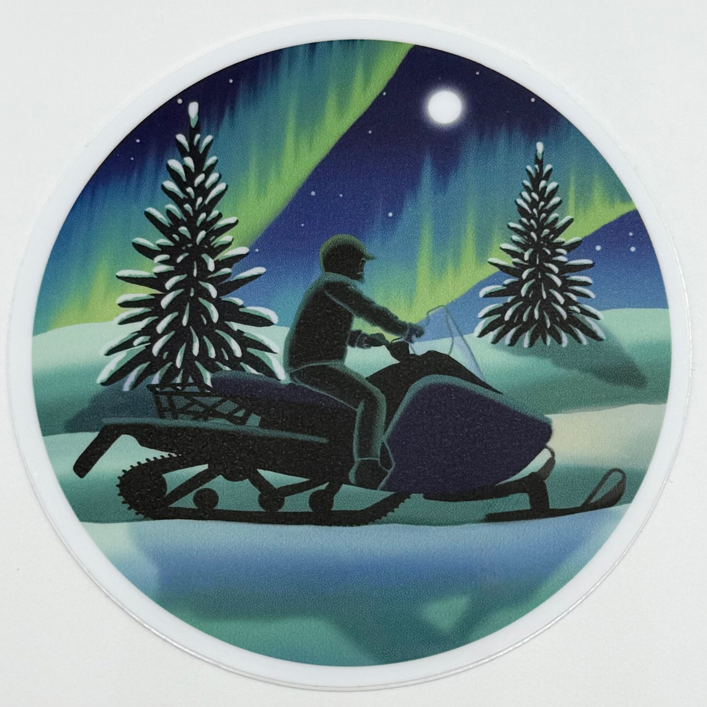 Snowmobile Northern Lights Sticker