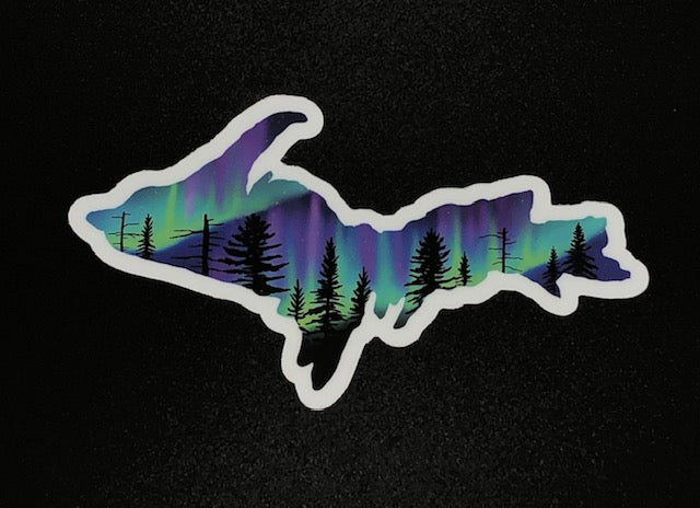 U.P. Green and Pink Northern Lights Vinyl sticker