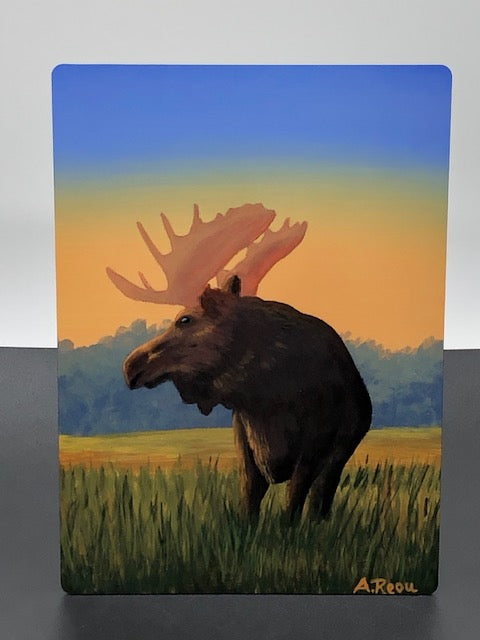 5x7 Metal Print Sunset Moose
