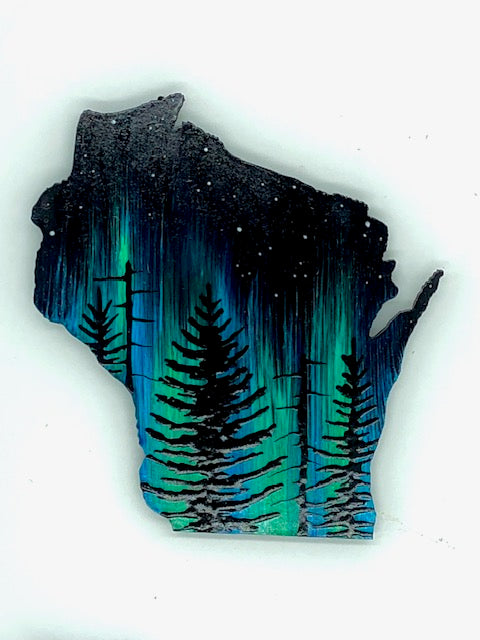 Wisconsin Northern Light with Trees Magnet