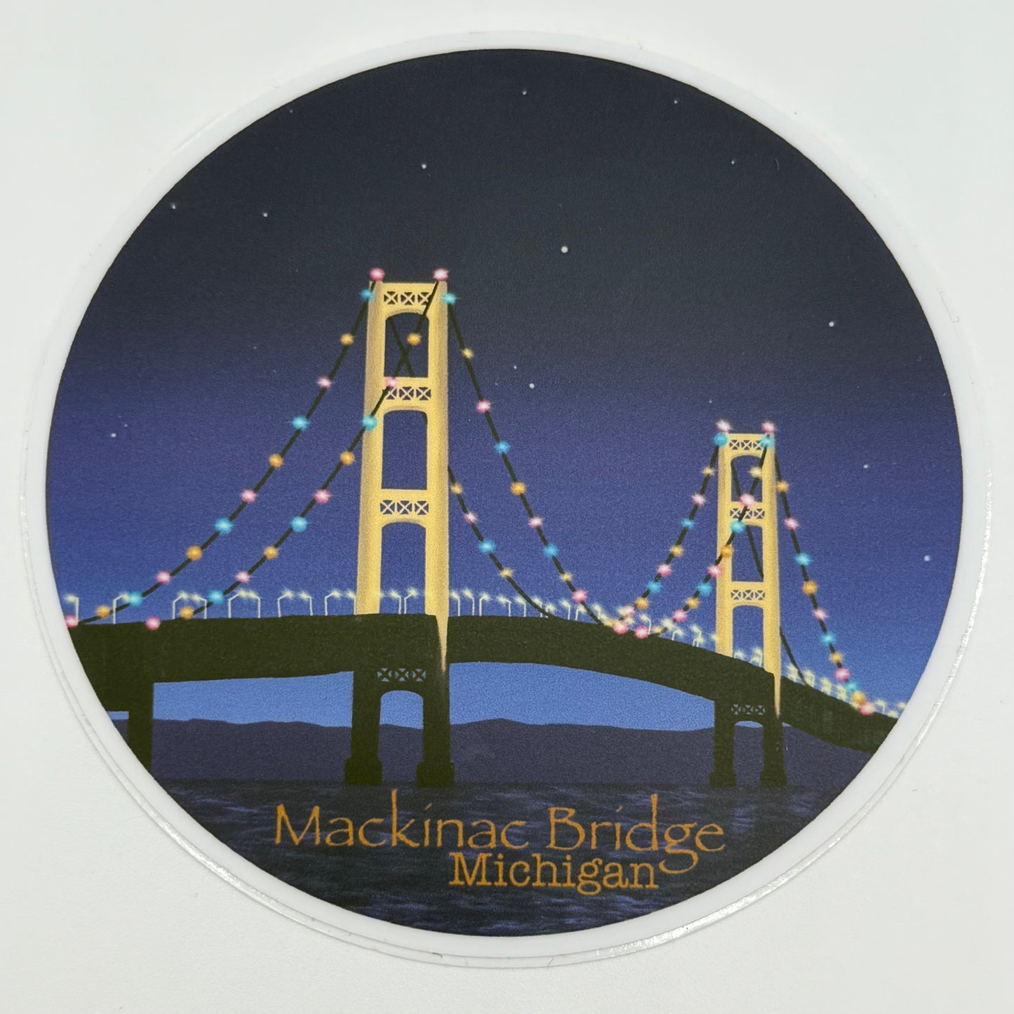 Mackinac Bridge Night Scene Vinyl Sticker