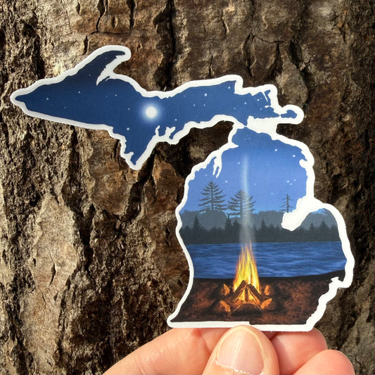 Michigan Campfire Vinyl Sticker